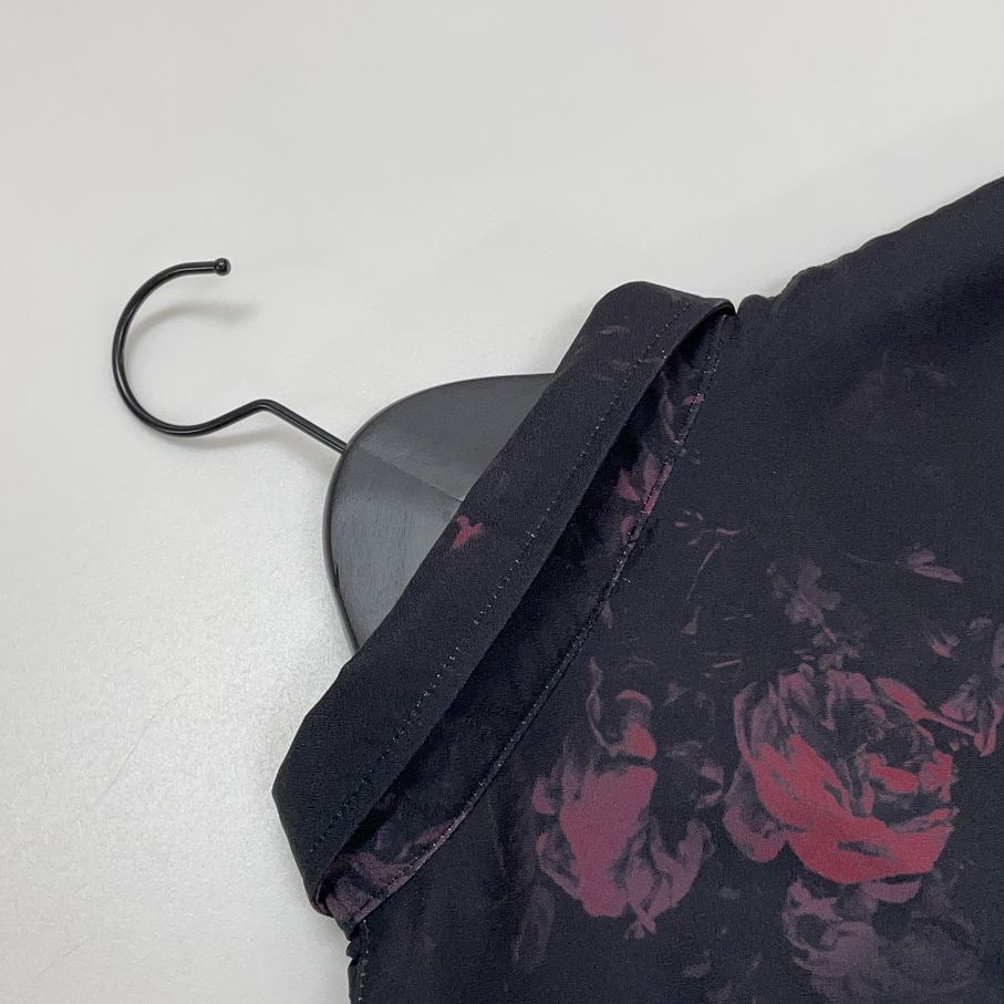 ciao /L/ ブラック 長袖シャツ 薔薇 総柄 トップス 生地 ストレッチ スポーツゴルフバイクキャンプアウトドアオートバイ カジュアル チャオ_画像9