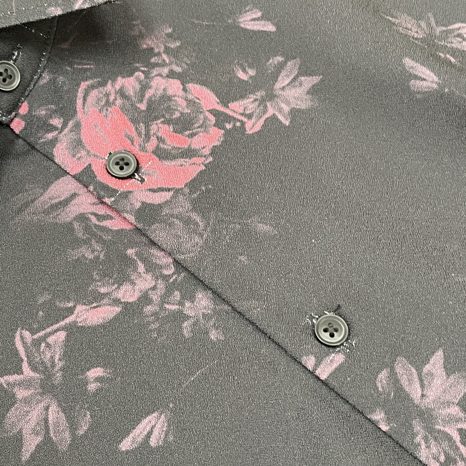 ciao /L/ ブラック 長袖シャツ 薔薇 総柄 トップス 生地 ストレッチ スポーツゴルフバイクキャンプアウトドアオートバイ カジュアル チャオ_画像4