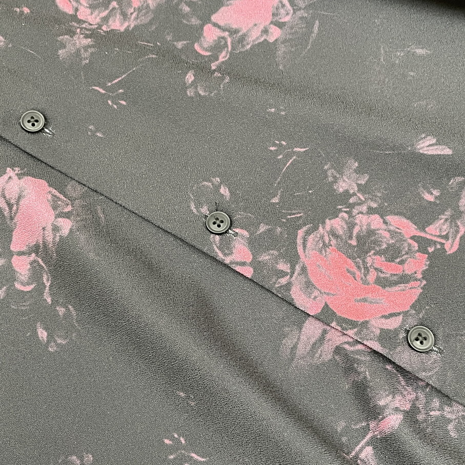 ciao /L/ ブラック 長袖シャツ 薔薇 総柄 トップス 生地 ストレッチ スポーツゴルフバイクキャンプアウトドアオートバイ カジュアル チャオ_画像5