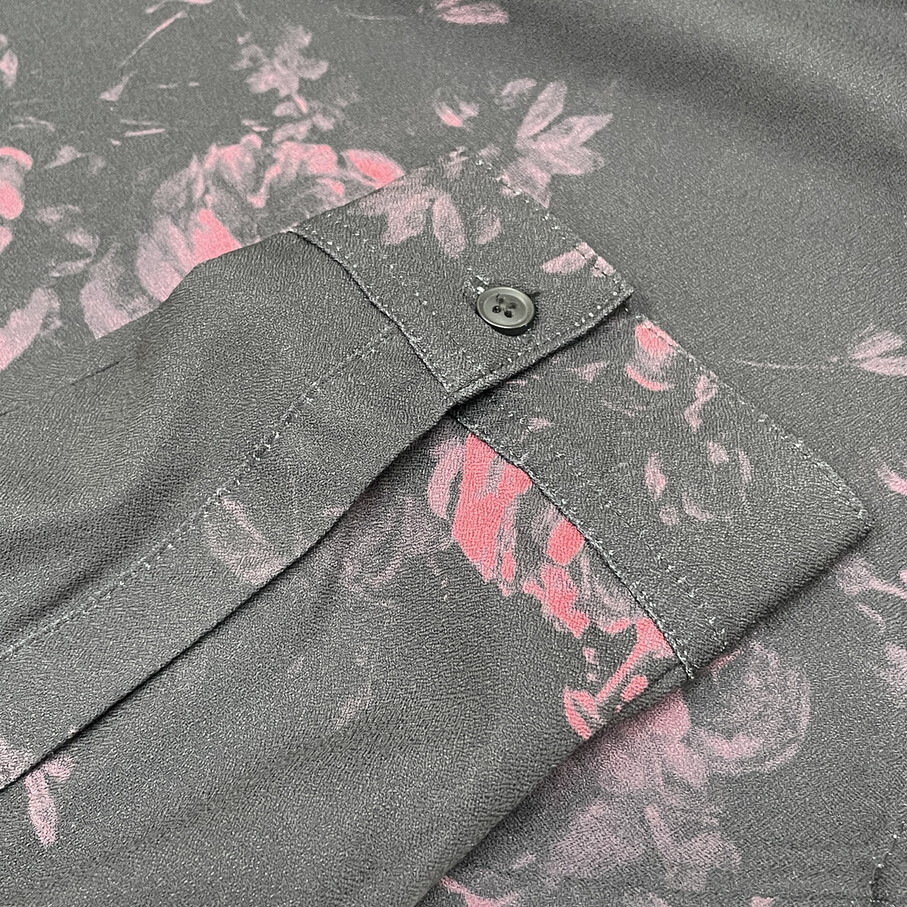 ciao /L/ ブラック 長袖シャツ 薔薇 総柄 トップス 生地 ストレッチ スポーツゴルフバイクキャンプアウトドアオートバイ カジュアル チャオ_画像6