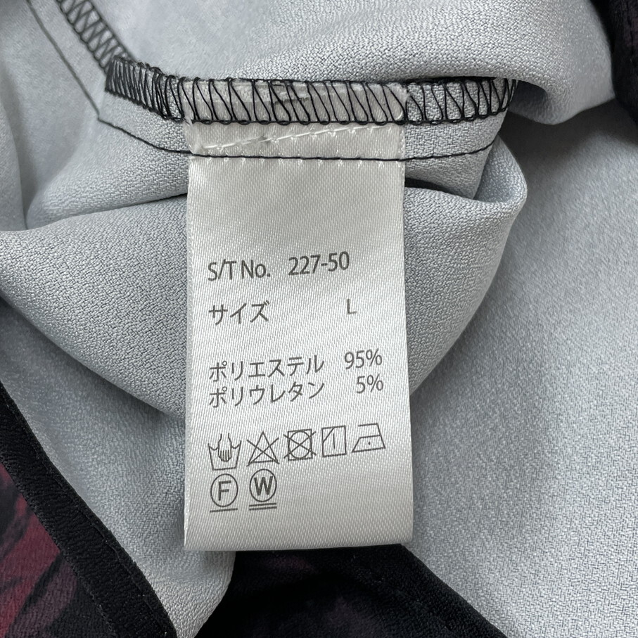 ciao /L/ ブラック 長袖シャツ 薔薇 総柄 トップス 生地 ストレッチ スポーツゴルフバイクキャンプアウトドアオートバイ カジュアル チャオ_画像8