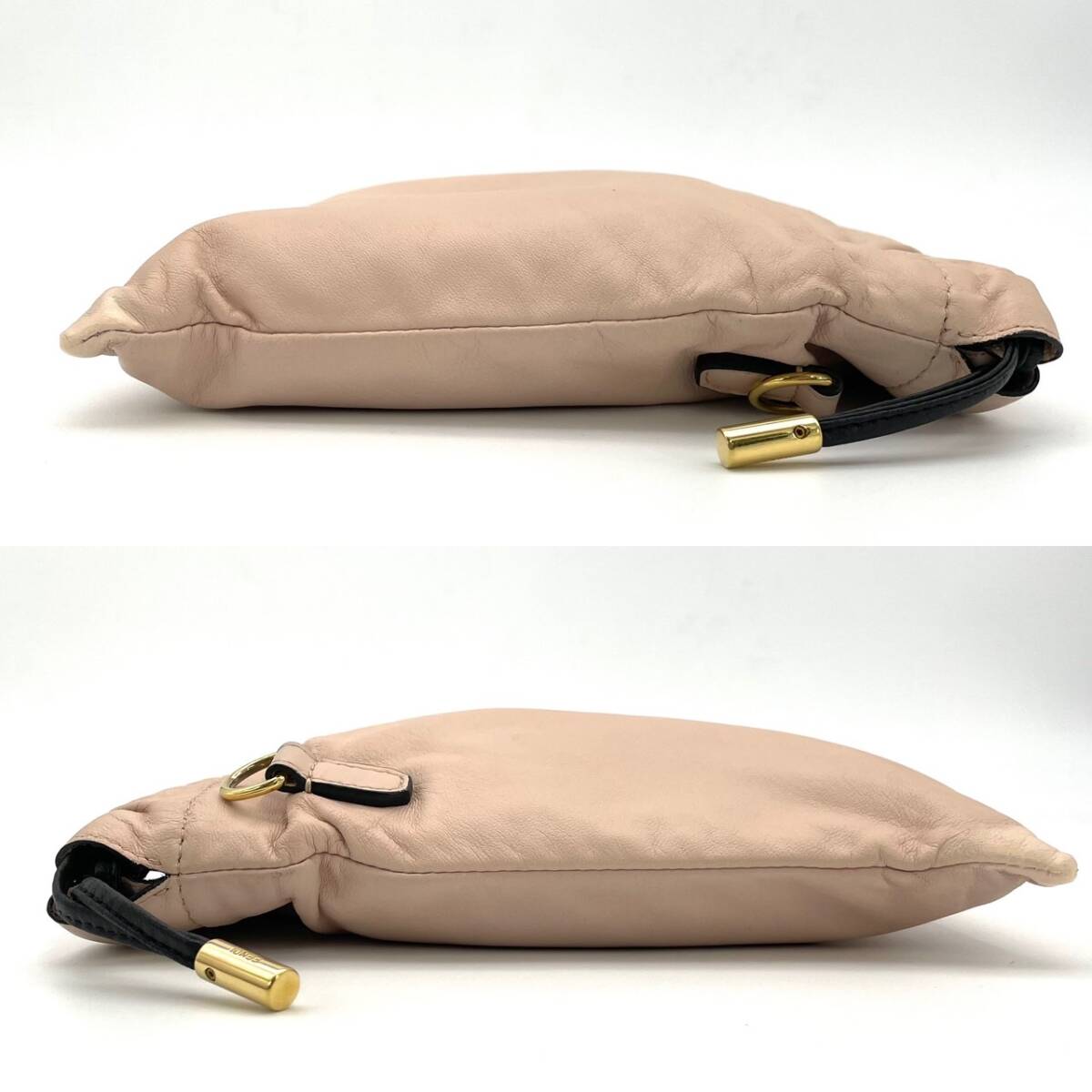 フェンディ FENDI ショルダーバッグ ポシェット 巾著バッグ レザー ピンク 7-2-864