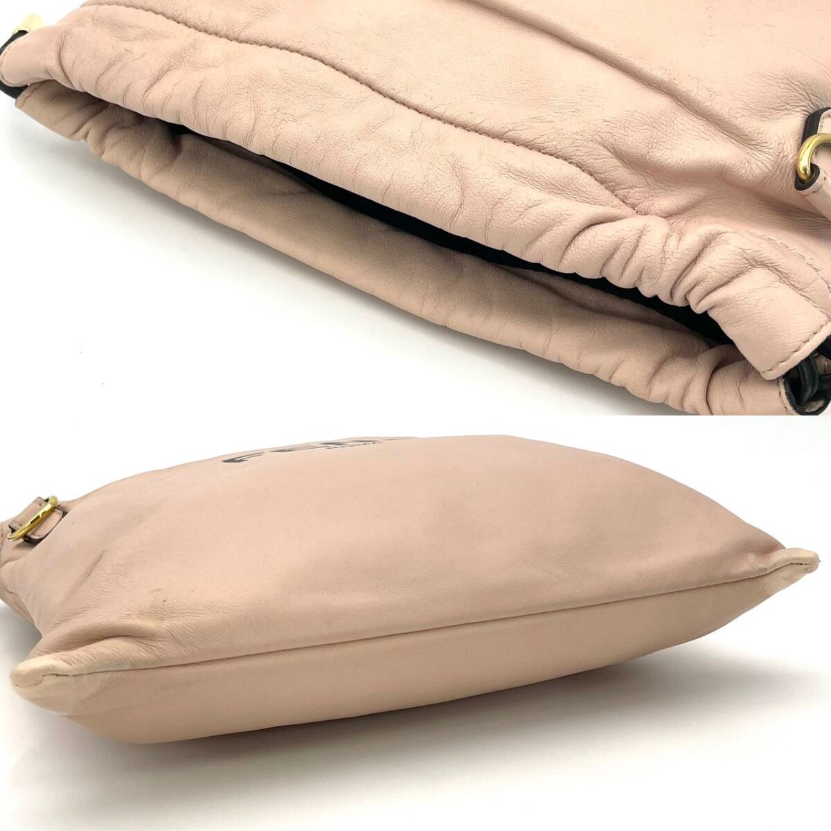 フェンディ FENDI ショルダーバッグ ポシェット 巾著バッグ レザー ピンク 7-2-864