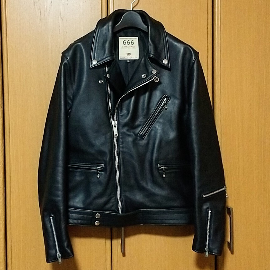 666 トリプルシックス ダブルライダースジャケット 36 ブラック 黒 英國制 Lewis Leathers サイクロン 牛革 