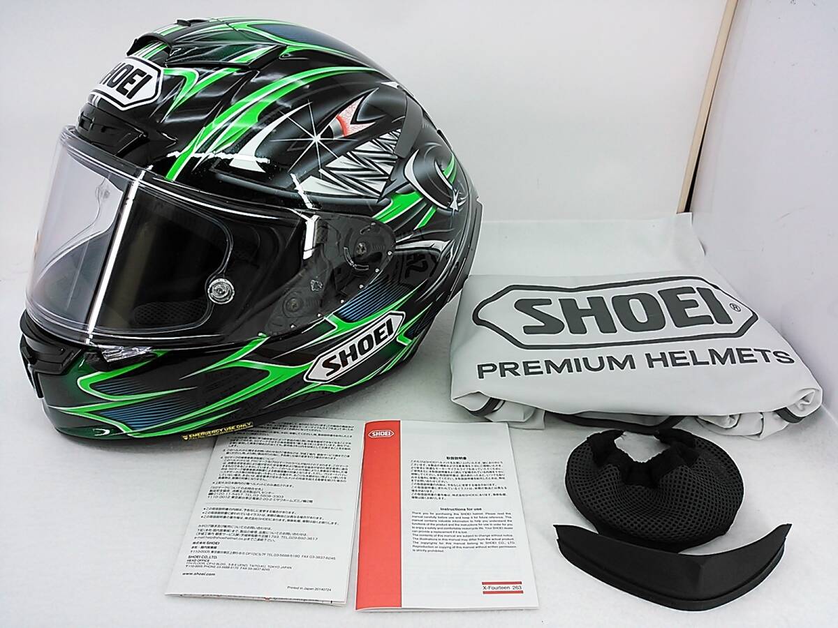 SHOEI フルフェイスヘルメット ブラック/グリーン X−14ヤナガワ5 XL SHOEI フルフェイスヘルメット ブラック/グリーン X−14ヤナガワ