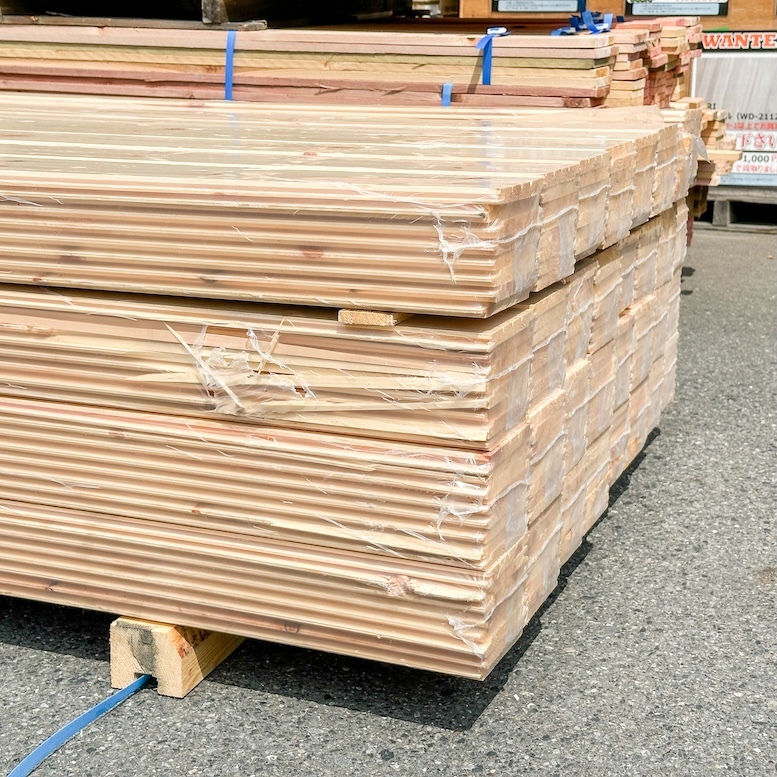 《店頭引取り限定特価》天井?壁材　パネリング　12×120×3,600mm（パイン）728kg【未使用アウトレット品】254枚