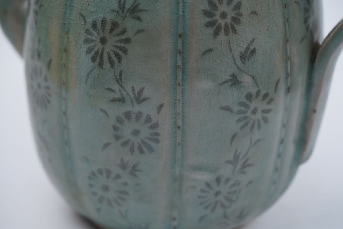 李朝高麗コレクター所蔵品 高麗青磁 花卉文 水注 急須 李朝 朝鮮古陶磁 骨董品 時代品 美術品 古物_画像9