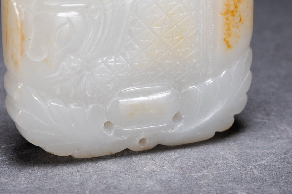 珍品堂】1円から F074 置物 鳳凰 天然玉石 翡翠 細密彫刻 縁起物