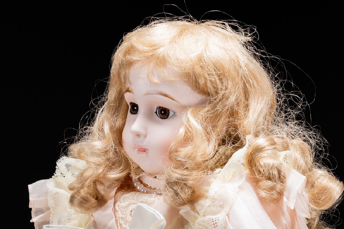 【善古堂】某有名オークション買入1880年代 ジュモー作 ロングフェイスジュモー 通し番號010體長58㎝ 鑑定書付き 共箱 本物保証 0125-71S12