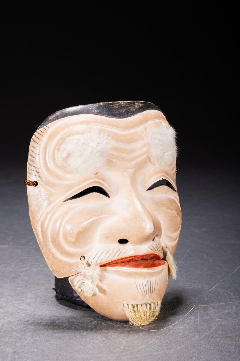 善古堂】時代物 木彫 翁面・能面 検/神楽面・飾面/歌舞伎面/民藝