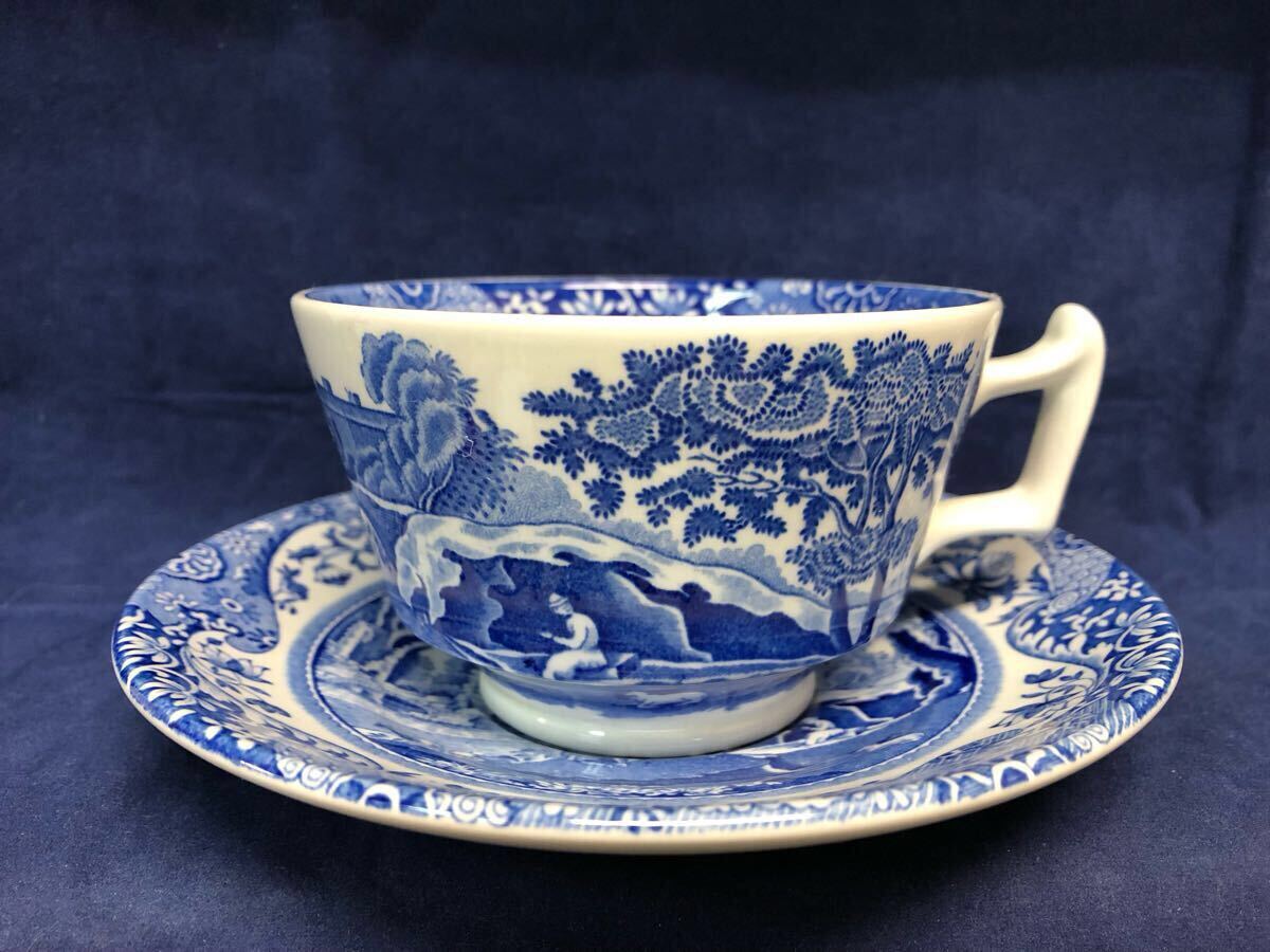 スポード Spode ブルーイタリアン ペア 2客 ティーカップ＆ソーサー 中古 保管品 現(xiàn)狀品