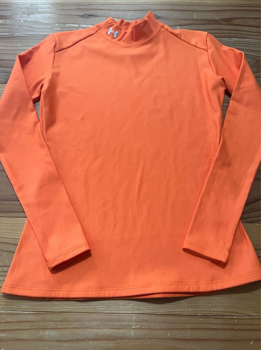 送料込み！UNDER AMOUR ハイネック 長(zhǎng)袖Tシャツ オレンジ MD アンダーアーマー ロンT GOLF ゴルフウェア アンダーシャツ Tシャツ