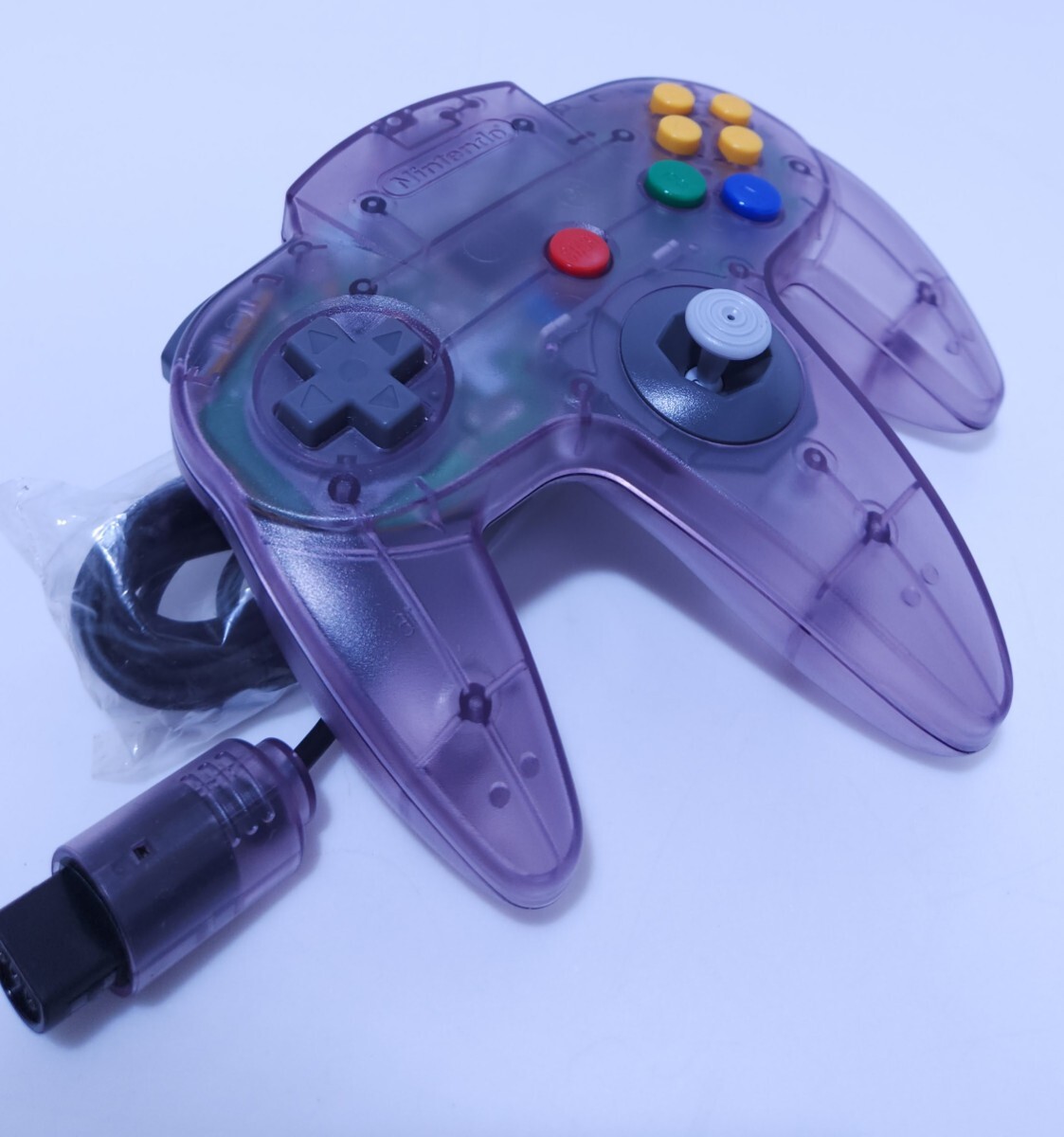 任天堂 N64 本物 透明な紫色 コントローラ Nintendo ニンテンドー64 NUS-005 コントローラ 美品/動作品 動作確認(rèn)済 (AB-30)