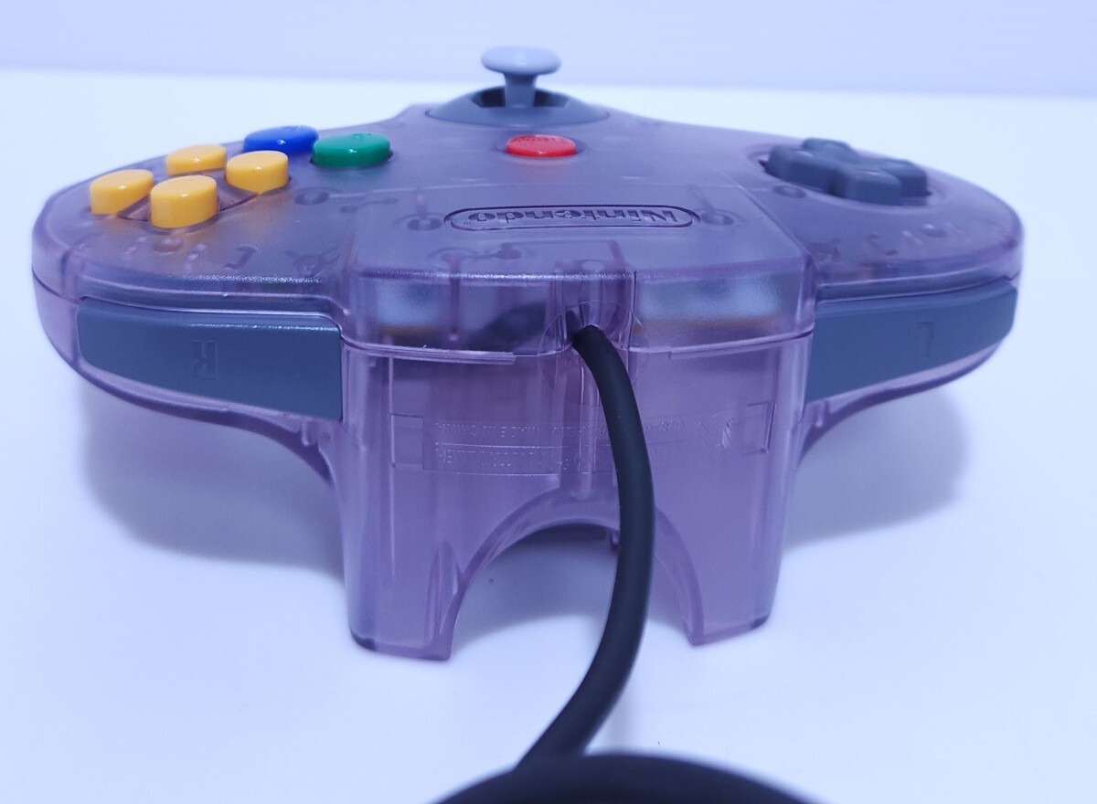 任天堂 N64 本物 透明な紫色 コントローラ Nintendo ニンテンドー64 NUS-005 コントローラ 美品/動作品 動作確認(rèn)済 (AB-30)