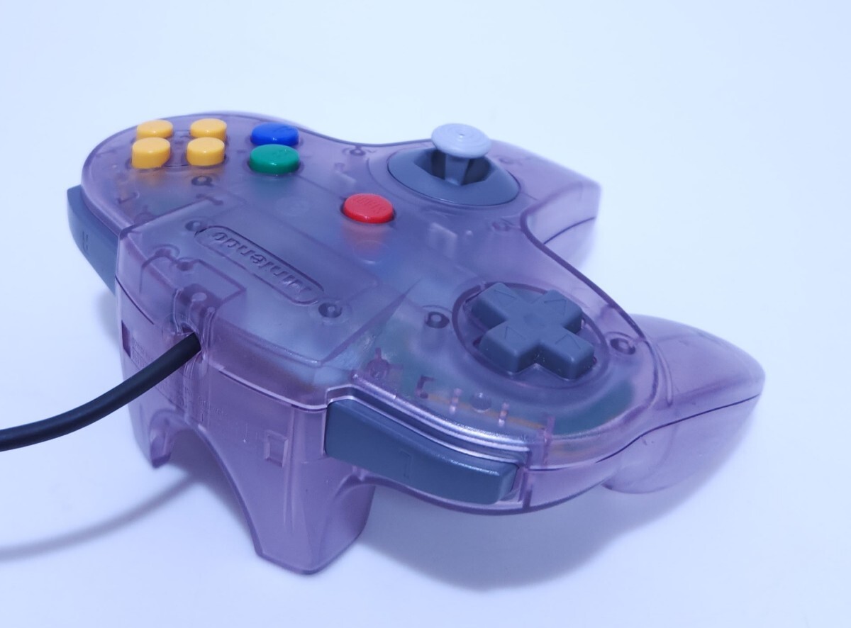 任天堂 N64 本物 透明な紫色 コントローラ Nintendo ニンテンドー64 NUS-005 コントローラ 美品/動作品 動作確認(rèn)済 (AB-30)