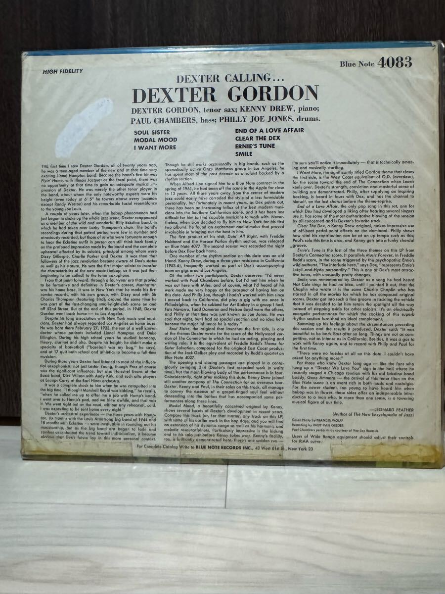 LPレコード　RVG版　耳あり　 Dexter Gordon Dexter Calling