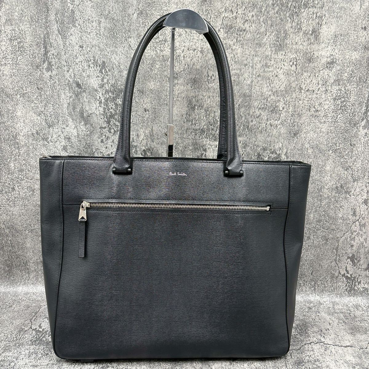 【現(xiàn)行/極美品】Paul Smith ポールスミス トートバッグ ストローグレインレザー 肩掛け◎ A4◎ マルチストライプ 大容量 メンズ ビジネス