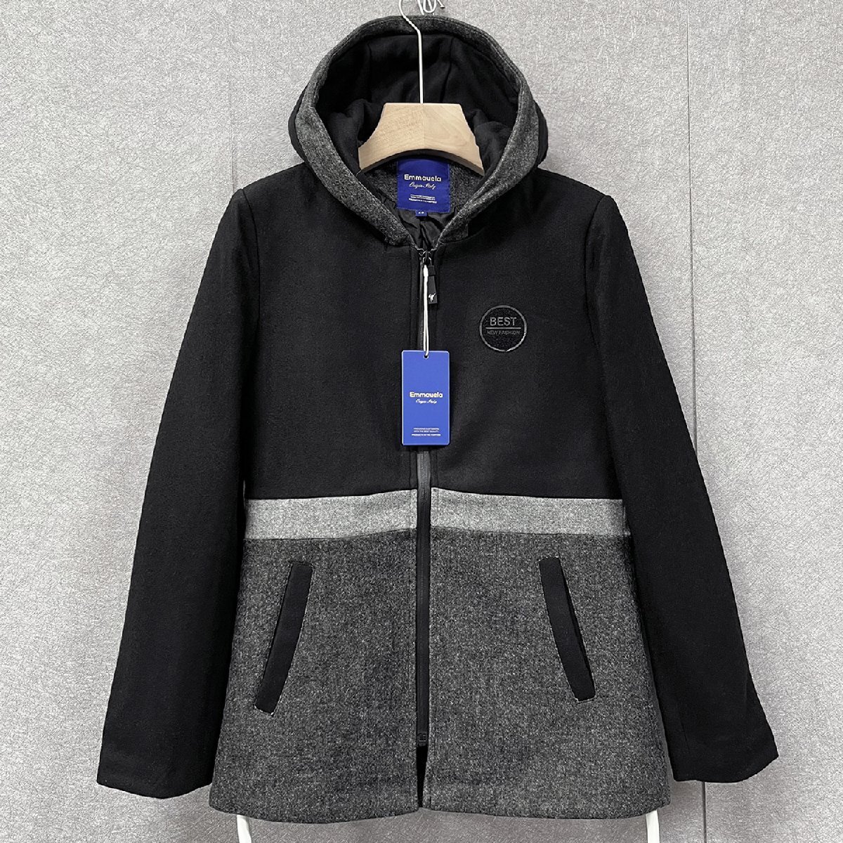 個(gè)性?ジャケット 定価6萬(wàn)◆Emmauela?イタリア?ミラノ発◆カシミヤ100% 暖かい 快適 切替 パーカー 個(gè)性 日常著 アウター M/46サイズ