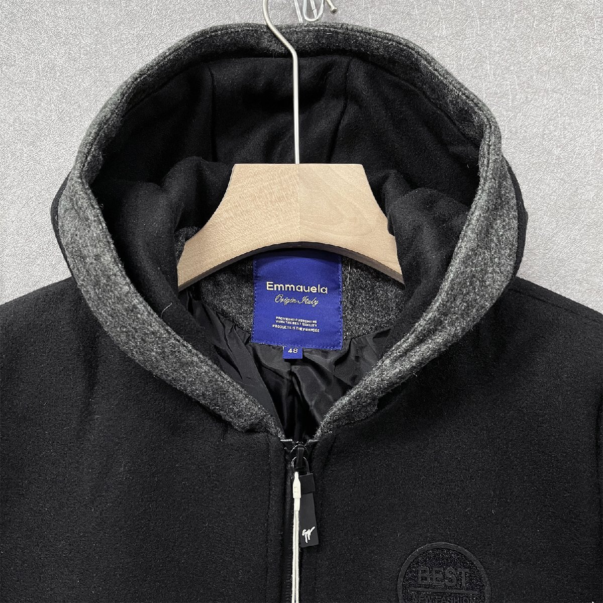 個(gè)性?ジャケット 定価6萬(wàn)◆Emmauela?イタリア?ミラノ発◆カシミヤ100% 暖かい 快適 切替 パーカー 個(gè)性 日常著 アウター M/46サイズ