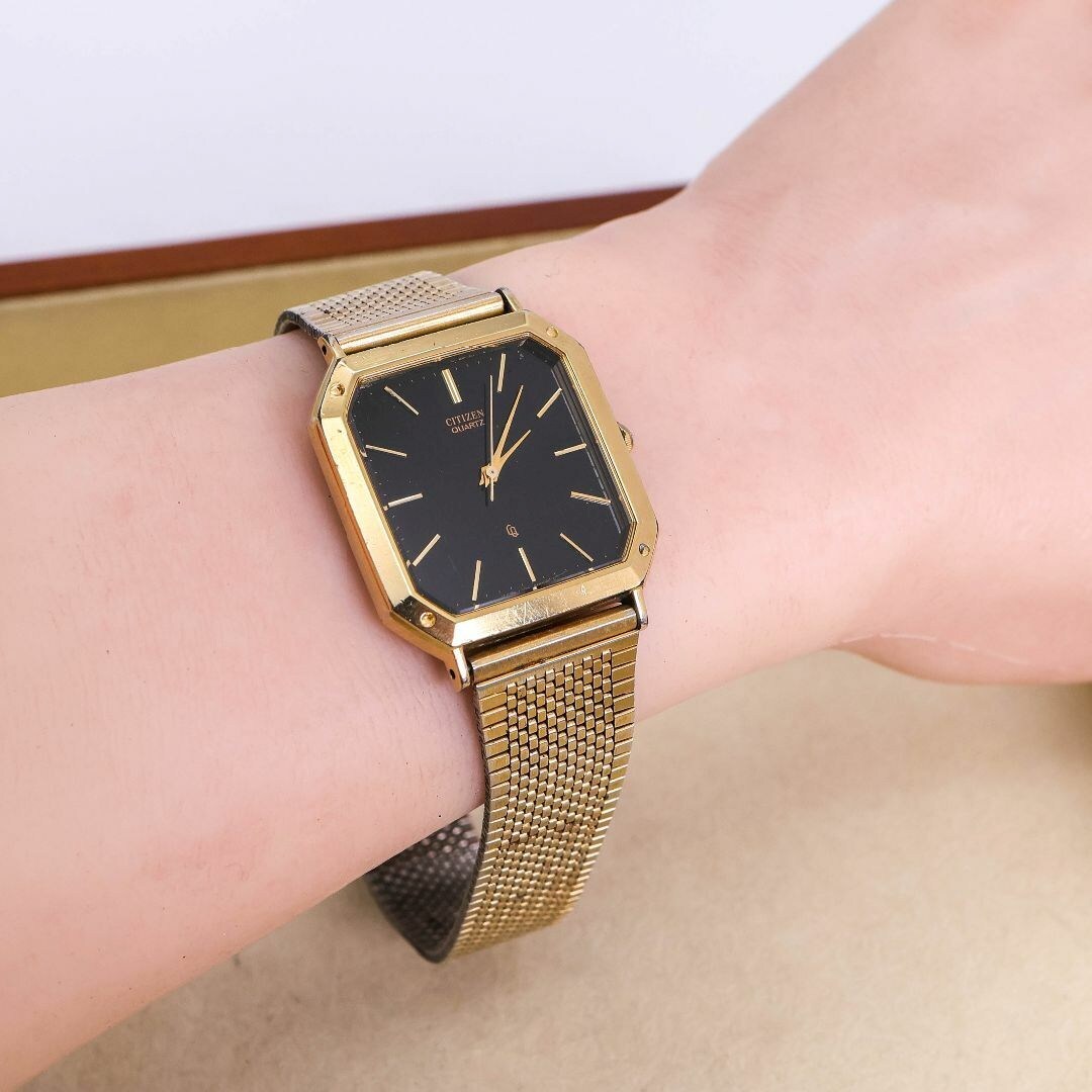 稼働 CITIZEN CQ 腕時計 ブラック フリーアジャスト 新品電池1797_画像3