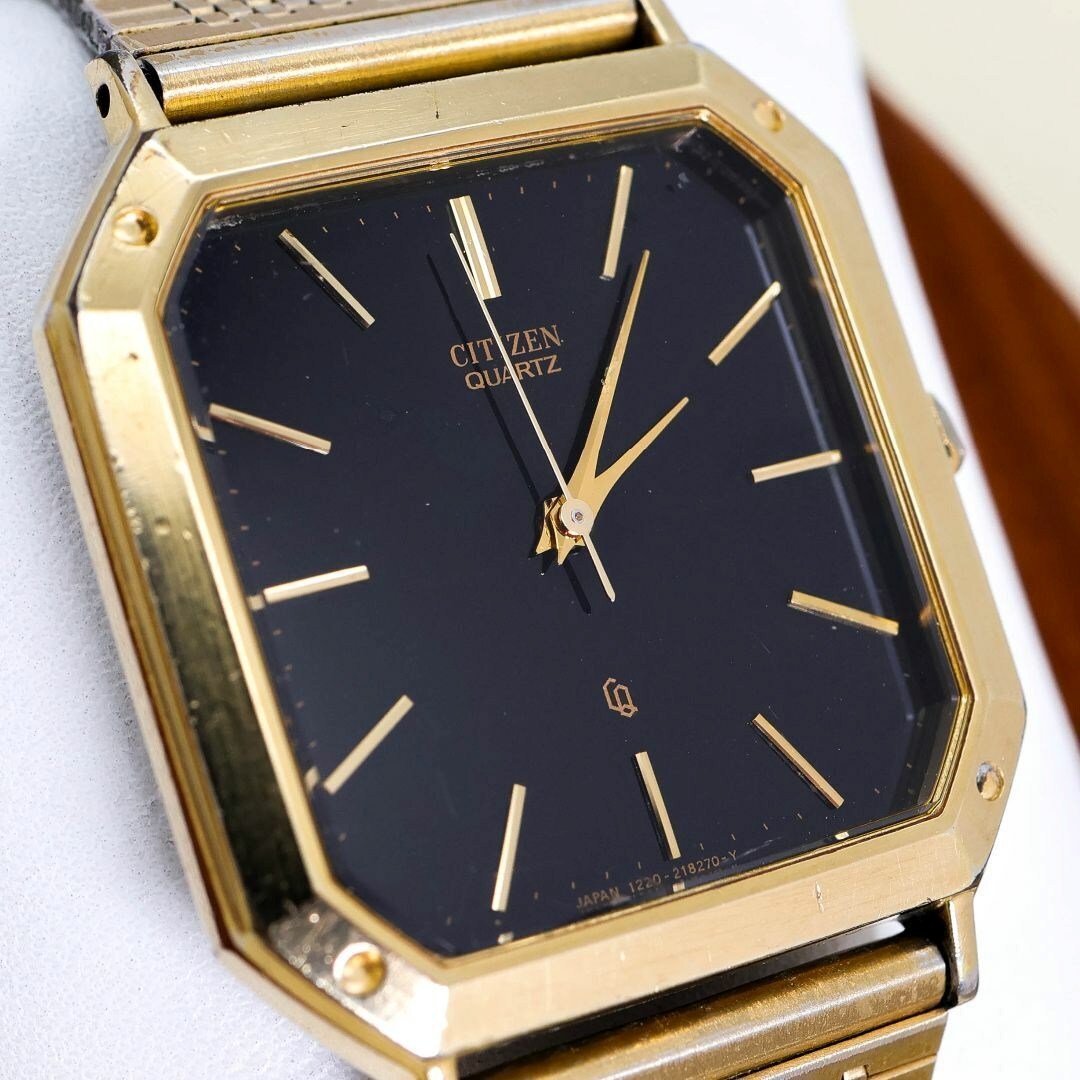 稼働 CITIZEN CQ 腕時計 ブラック フリーアジャスト 新品電池1797_画像2