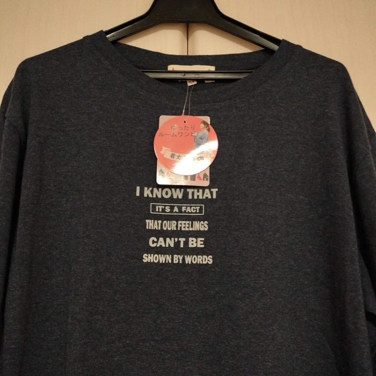 新品【Ｍサイズ】paciva-reciva パシバレシバ ルームウェア ルームワンピース Tシャツワンピース レディース 春秋 長袖 ネイビーの画像2