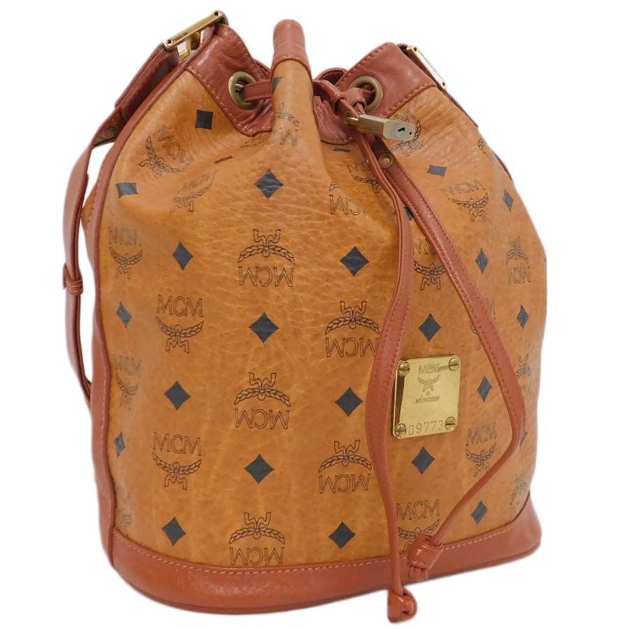 MCM 巾著ショルダーバッグ 09773 ヴィセトス ブラウン系 レザー カデナ＆カギ MCM