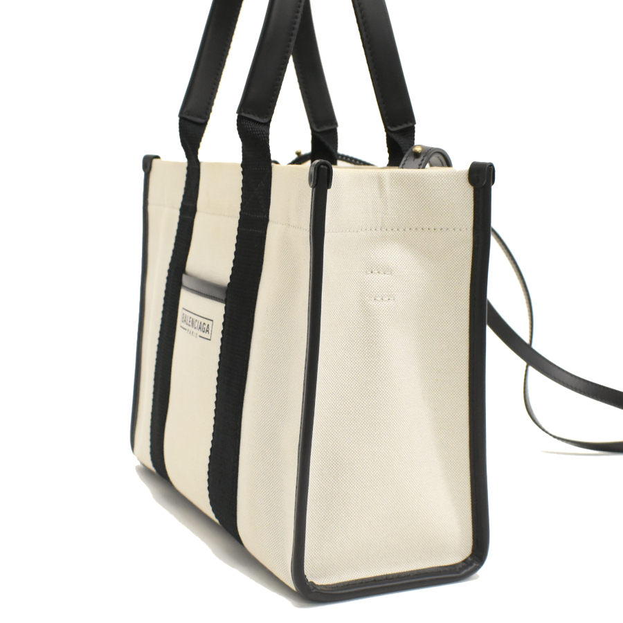 Balenciaga аппаратное обеспечение маленький 2way большая сумка парусина кожа белый черный BALENCIAGA