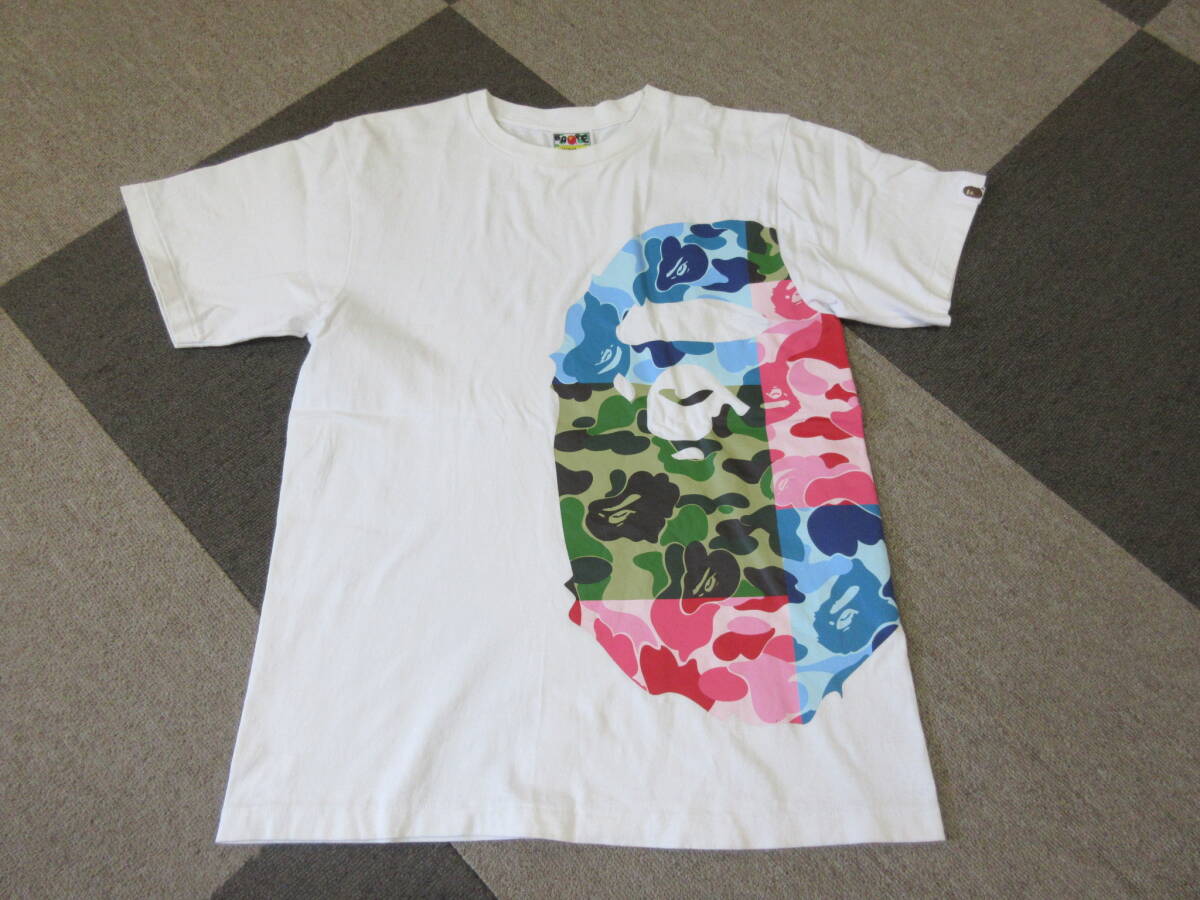 A Bathing Ape ABC Camo Tシャツ S エイプ 白 NIGO 001TEI301067M Crazy Side Big Ape Head 半袖 金タグ