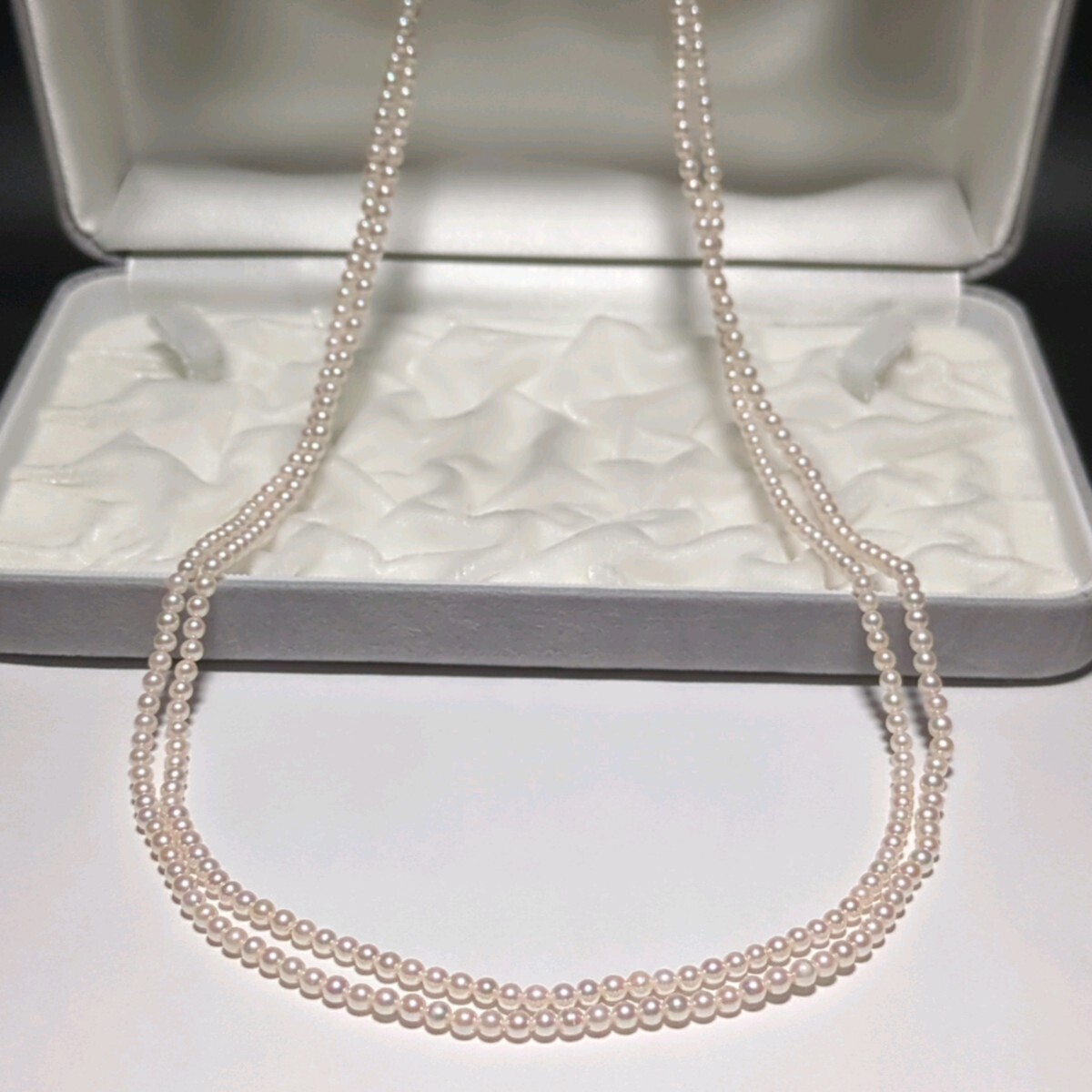 【ベビーパール ロング109cm】アコヤ真珠 3.0-3.5mm ホワイト ネックレス 本真珠 アクセサリー SILVER pearl あこや パール