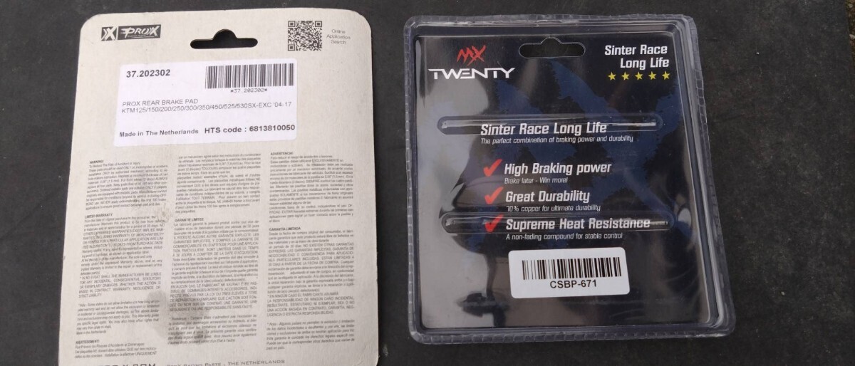2017年式 KTM 150XC‐W　新品未使用ブレーキパット前後_画像2