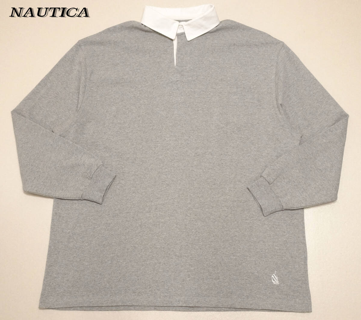 NAUTICA( Nautica )/ хлопок 100%/ Vintage коллекция / большой размер / соотношение крыло кнопка / рубашка-поло с длинным рукавом /2XL
