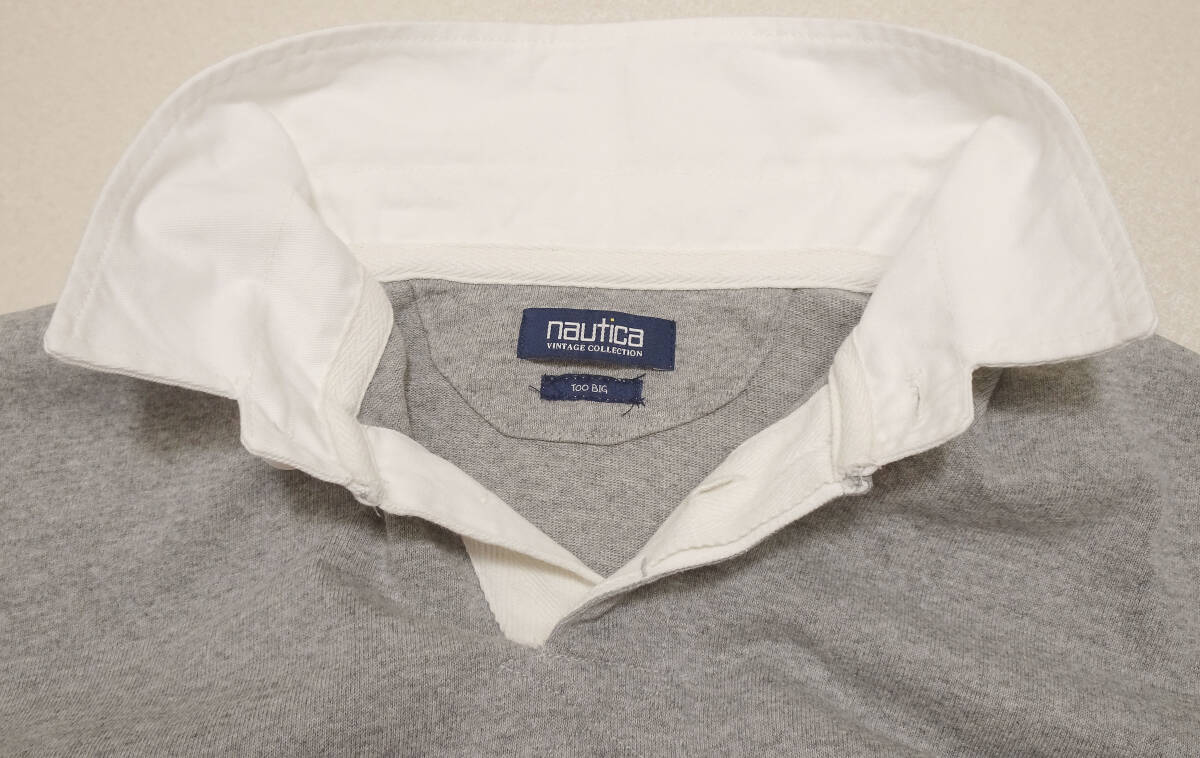 NAUTICA( Nautica )/ хлопок 100%/ Vintage коллекция / большой размер / соотношение крыло кнопка / рубашка-поло с длинным рукавом /2XL