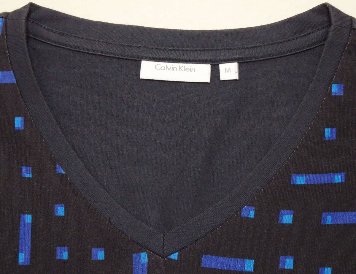 Calvin Klein( Calvin Klein )/ хлопок 100%/ небо ./V шея / дизайн футболка /M
