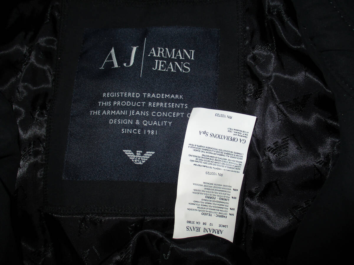 ARMANI JEANS　アルマーニ ジーンズ 　中綿　トレンチコート　ベルト付き　黒　　　サイズ　EU４８、US　S　　?。ǎ睟ハ大