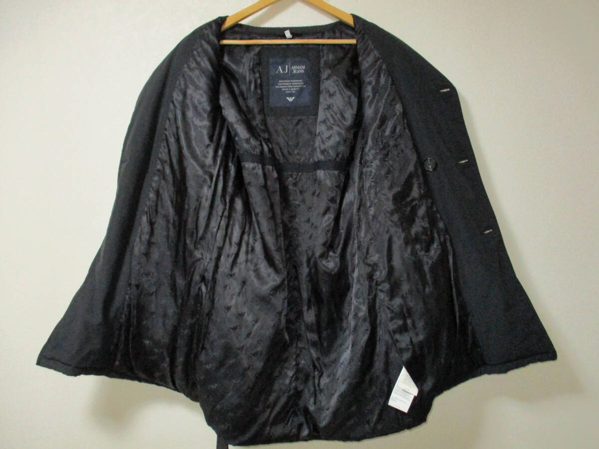ARMANI JEANS　アルマーニ ジーンズ 　中綿　トレンチコート　ベルト付き　黒　　　サイズ　EU４８、US　S　　?。ǎ睟ハ大