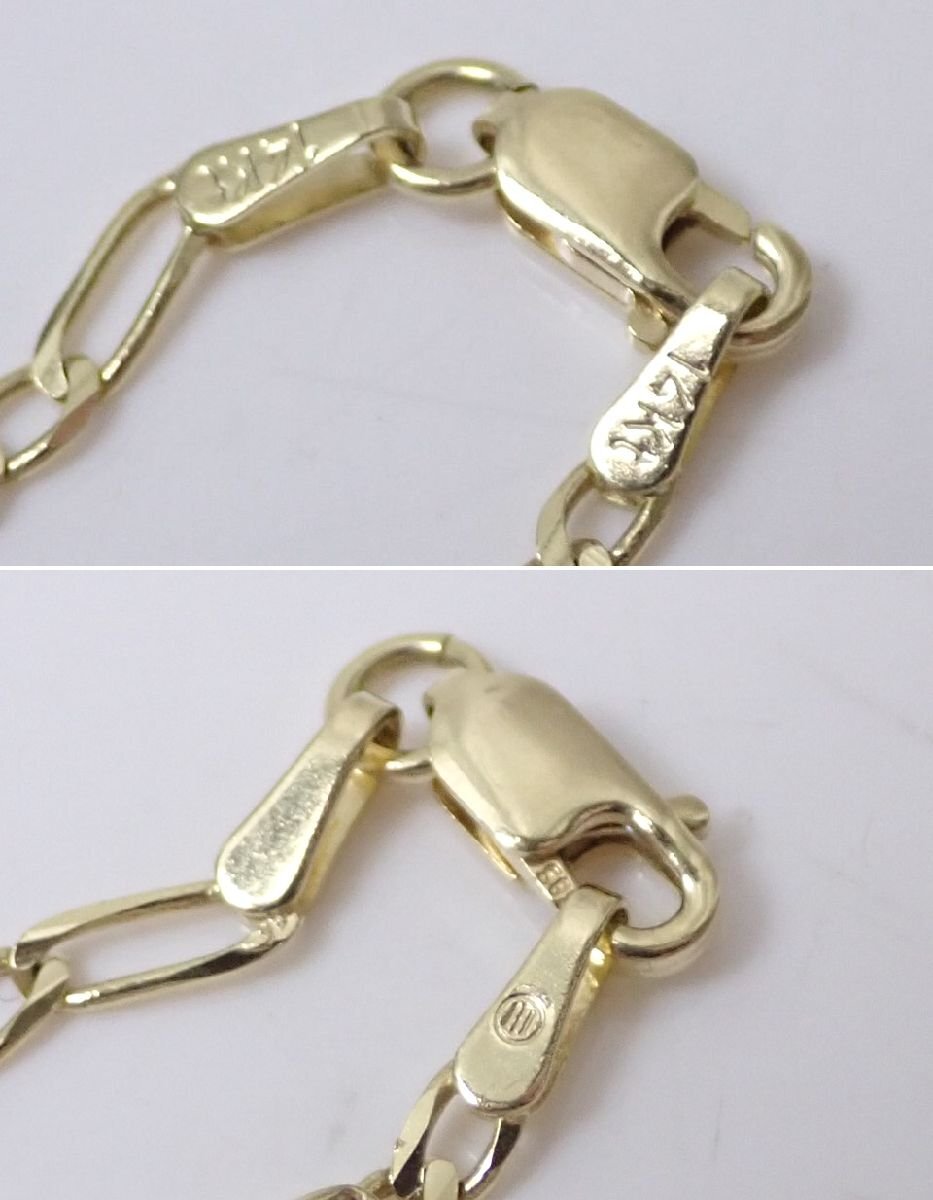 ★美品 14K フィガロチェーン ネックレス 全長約45.5cm/ゴールド/約3.9g/アクセサリー&1380602001