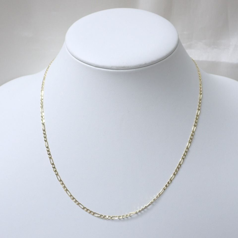 ★美品 14K フィガロチェーン ネックレス 全長約45.5cm/ゴールド/約3.9g/アクセサリー&1380602001