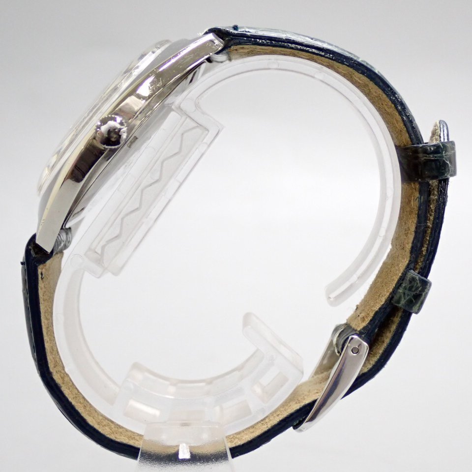 ★1円 ZENITH/ゼニス SPORT 手巻き腕時(shí)計(jì)/シルバー×グリーン/レザーベルト/デイト/ウォッチ&2123700006