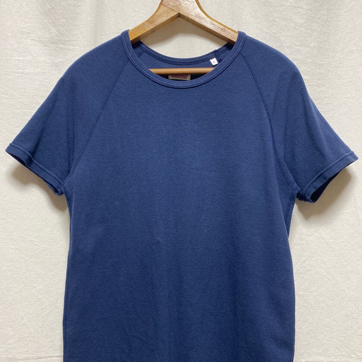 ハリウッドランチマーケット 半袖カットソー ネイビー 4 ストレッチフライス クルーネック 圣林公司 HOLLYWOOD RANCH MARKET Tシャツ HRM 