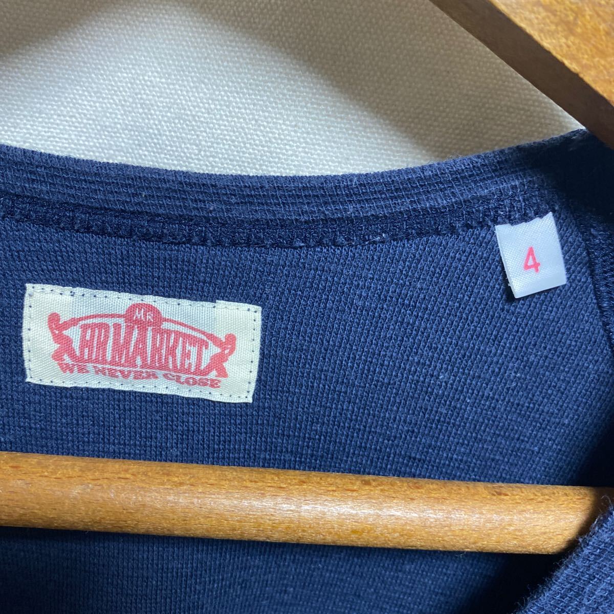 ハリウッドランチマーケット 半袖カットソー ネイビー 4 ストレッチフライス クルーネック 圣林公司 HOLLYWOOD RANCH MARKET Tシャツ HRM 