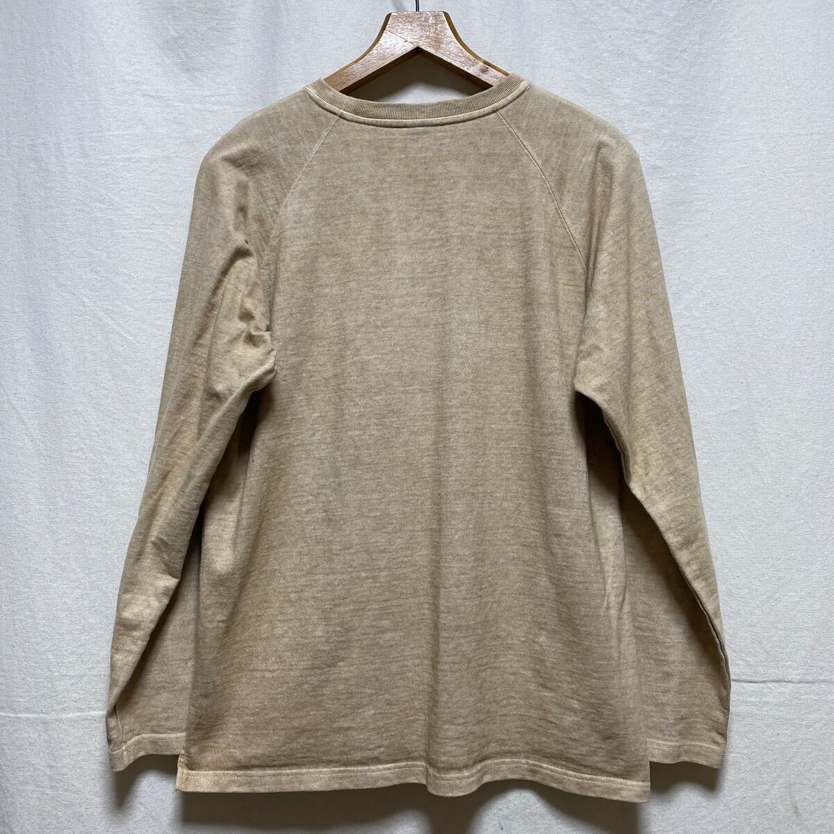 GOOD ON ヘビーウェイト　ピグメント　ラグラン　長袖Tシャツ　ベージュ　無地　クルーネック ロンT コットン　グッドオン　_画像2