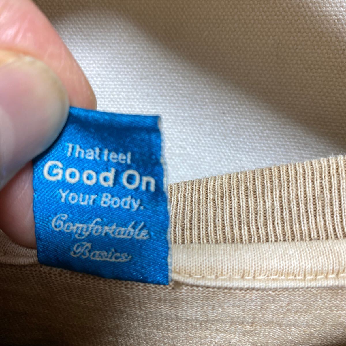 GOOD ON ヘビーウェイト　ピグメント　ラグラン　長袖Tシャツ　ベージュ　無地　クルーネック ロンT コットン　グッドオン　_画像4