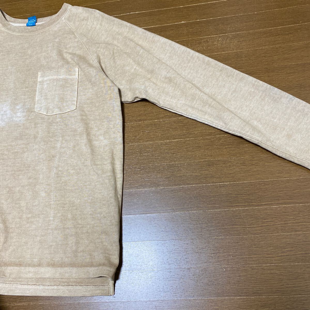 GOOD ON ヘビーウェイト　ピグメント　ラグラン　長袖Tシャツ　ベージュ　無地　クルーネック ロンT コットン　グッドオン　_画像8