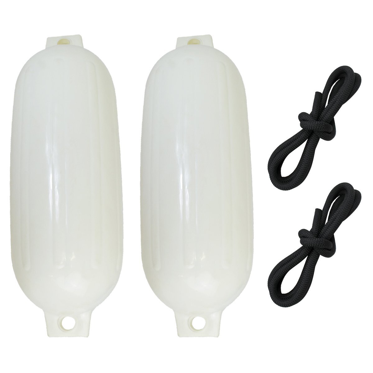 【送料無(wú)料】『2セット』 ボートフェンダー 570mm×180mm フェンダー ロープ 2m 黒/ブラック 浮き ブイ フロートロープ 系留ロープ
