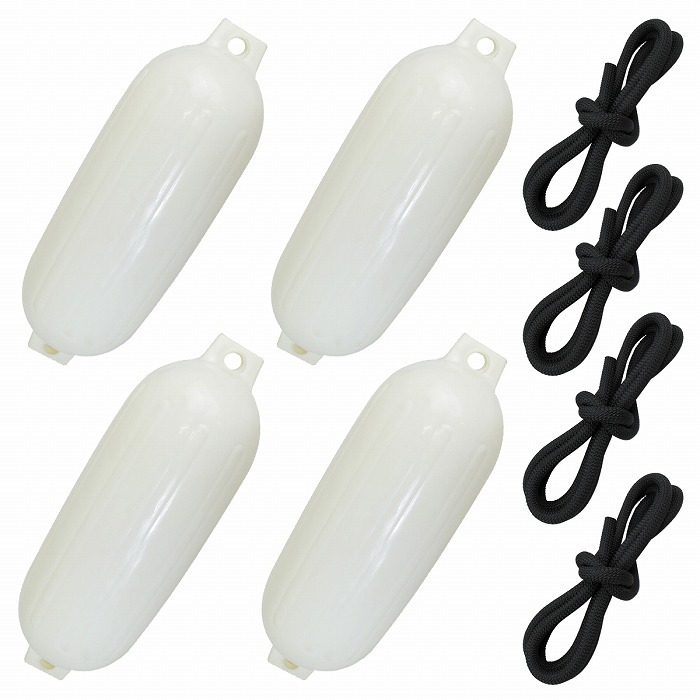 【送料無料】『4セット』 ボートフェンダー 680×240mm フェンダー ロープ 2m 黒/ブラック 浮き ブイ フロートロープ 系留ロープ