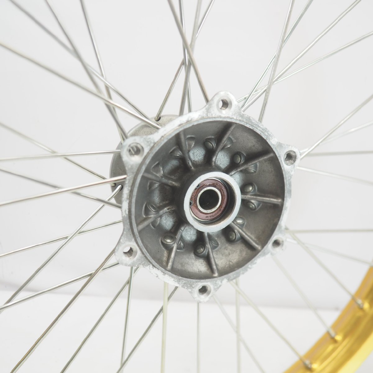 良品 スーパーシェルパ 純正 フロントホイール KL250G 97年 ゴールドリム 21x1.60 TAKASAGO ホイール wheel