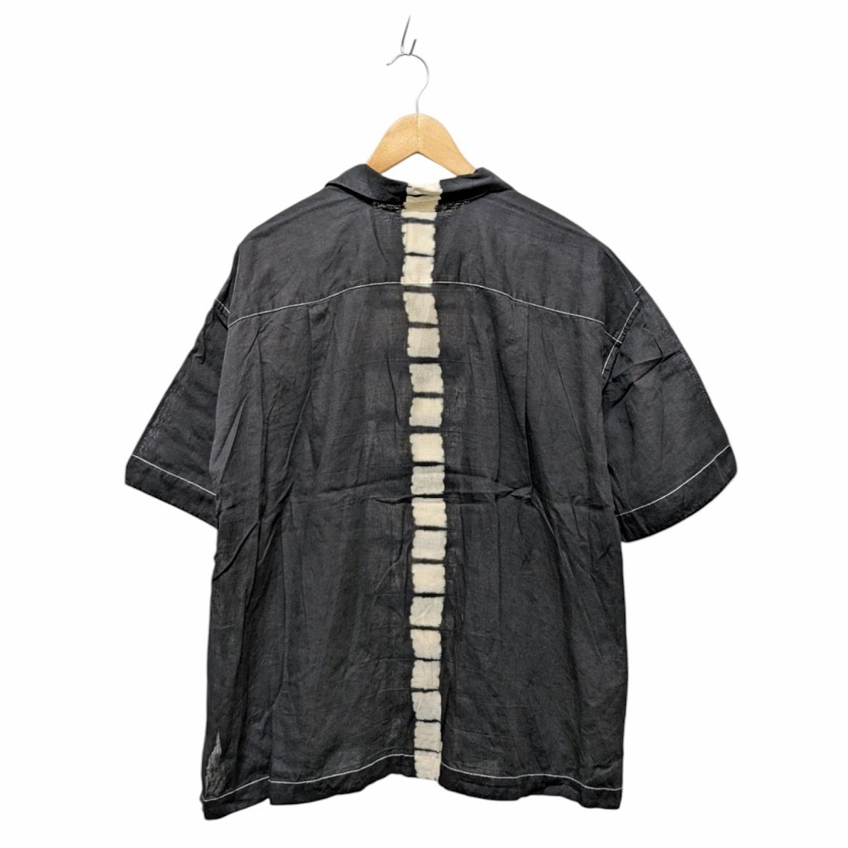 OLD ISSEY MIYAKE オールド イッセイミヤケ リネン コットン 開襟シャツ オープンカラー 半袖シャツ ブラック ME31-FJ015 サイズ L