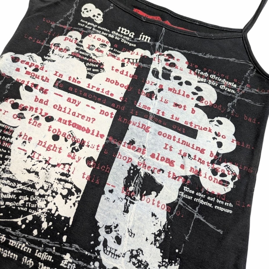 99 h.Anarchy ism for PLUS h.naoto エイチアナーキー エイチナオト キャミソール タンクトップ スカルクロスプリント ブラック