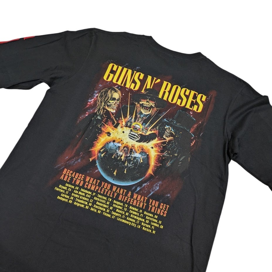 美品 Guns N’ Roses ガンズアンドローゼズ 2025 Tour Globe Long Sleeve T ロンT アリーナ限定 バンドT ロックT ブラック サイズ XL